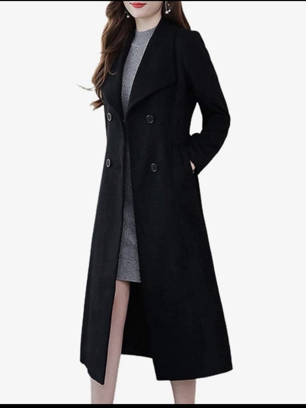 Talbots Black Wool-Cashmere Coat with Satin Lining
